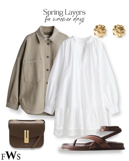 Spring layers 🤍 

Spring dress summer dress white dress linen dress jean jacket, Jean shirt, casual outfit casual looks sheet click effortless look  midsize Parisian style curve European style summer outfit summer sandals airport travel 

#LTKfrance #LTKeurope #LTKsummer