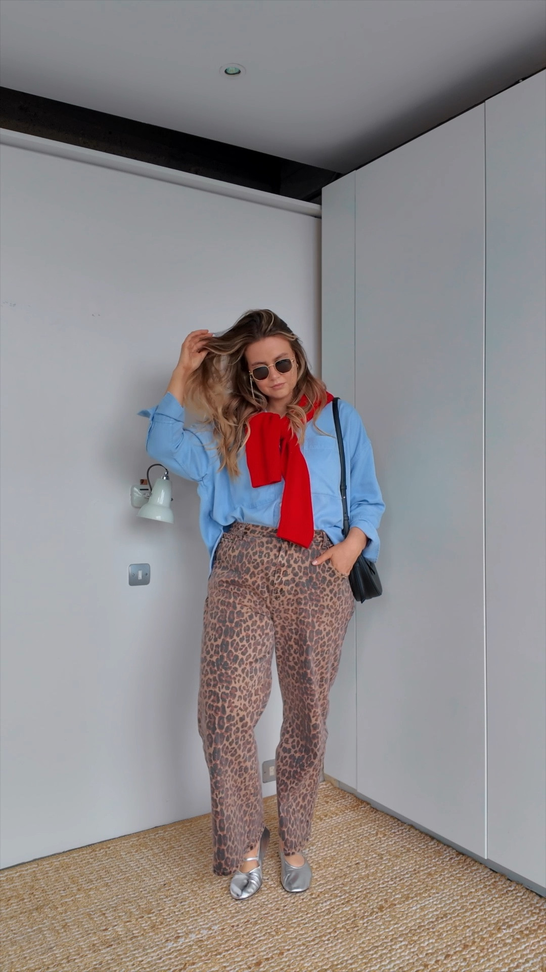 **4/30** midsize spring outfit ideas 🌷

Uniqlo bra [XL]

NFD jeans [UK 18]

Everlane blue shirt [XL]

Free People silver ballet pumps [UK 7]

Red jumper knit [original GAP OOS - dupe tagged]

Sunglasses with chain [dupes tagged]

Polene bag [dupes tagged]

spring outfit // midsize outfit // midsize style // spring outfit idea // spring style // midsize fashion // spring fashion // outfit inspiration // ballet pumps // red knit // spring trends // leopard print trousers 