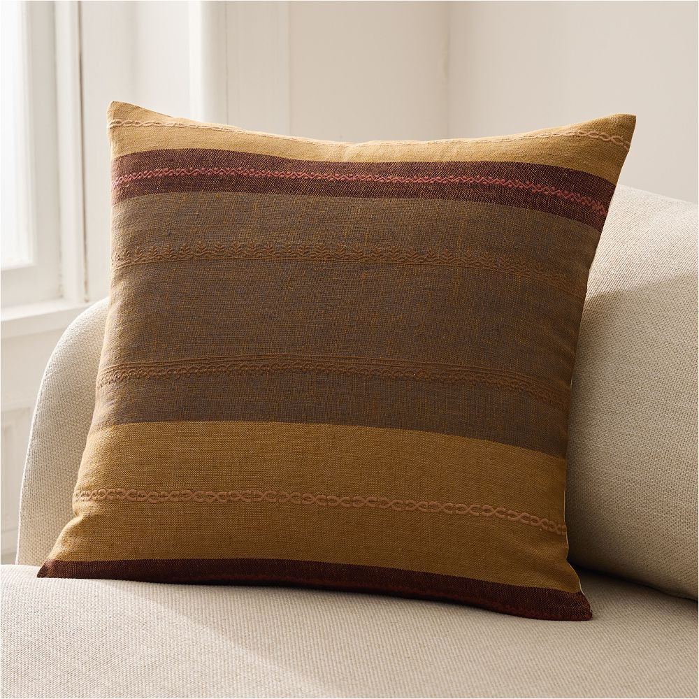Decorative Stitched Stripes Pillow Cover | West Elm (US)