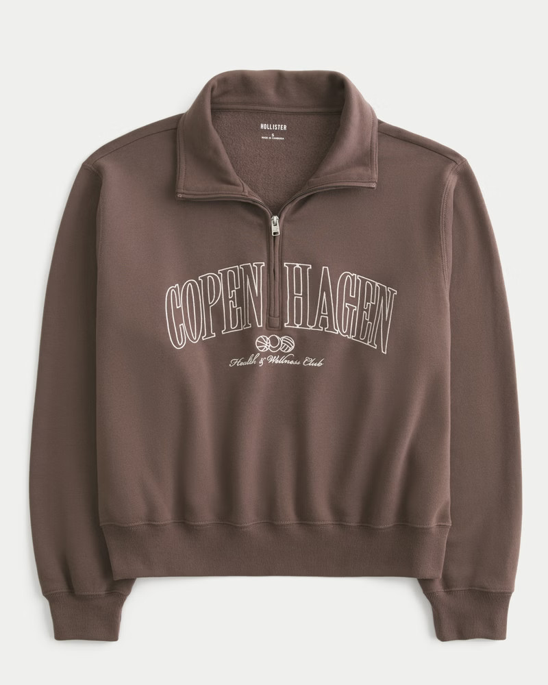 Women's Easy Copenhagen Graphic Half-Zip Sweatshirt from Hollister | Hollister (US)