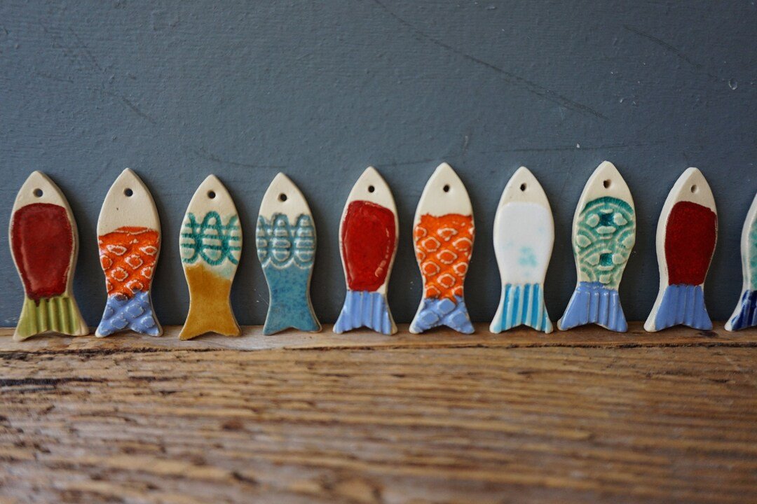 10 Ceramic Fish TILES / Mosaic / Gift Tags / Birthday Favors / - Etsy | Etsy (US)
