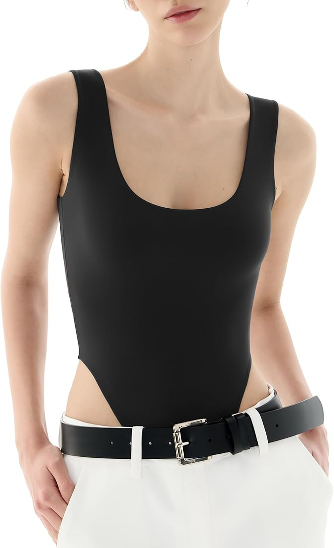 PUMIEY Women's Square Neck High-Cut Bodysuit Sexy Tops Sharp Collection | Amazon (US)