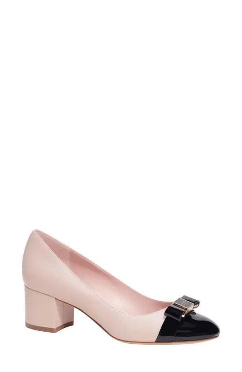 Kate Spade New York bowdie cap toe pump in Black/Pale Vellum at Nordstrom, Size 5.5 | Nordstrom