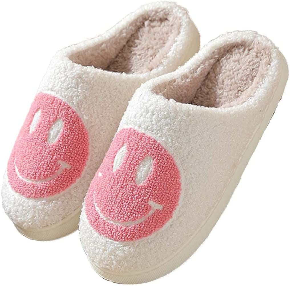 FACAXEDRE Retro Smile Face Slippers, Soft Plush Comfy Preppy Women Slippers, Smile Cushion Slides, F | Amazon (US)