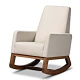 Baxton Studio Yashiya Mid Century Retro Modern Fabric Upholstered Rocking Chair, Light Beige | Amazon (US)