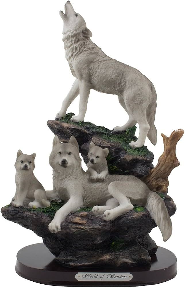 Howling Wolf and Family on a Rock Statue for Decorative Lodge and Rustic Cabin Decor Sculptures a... | Amazon (US)