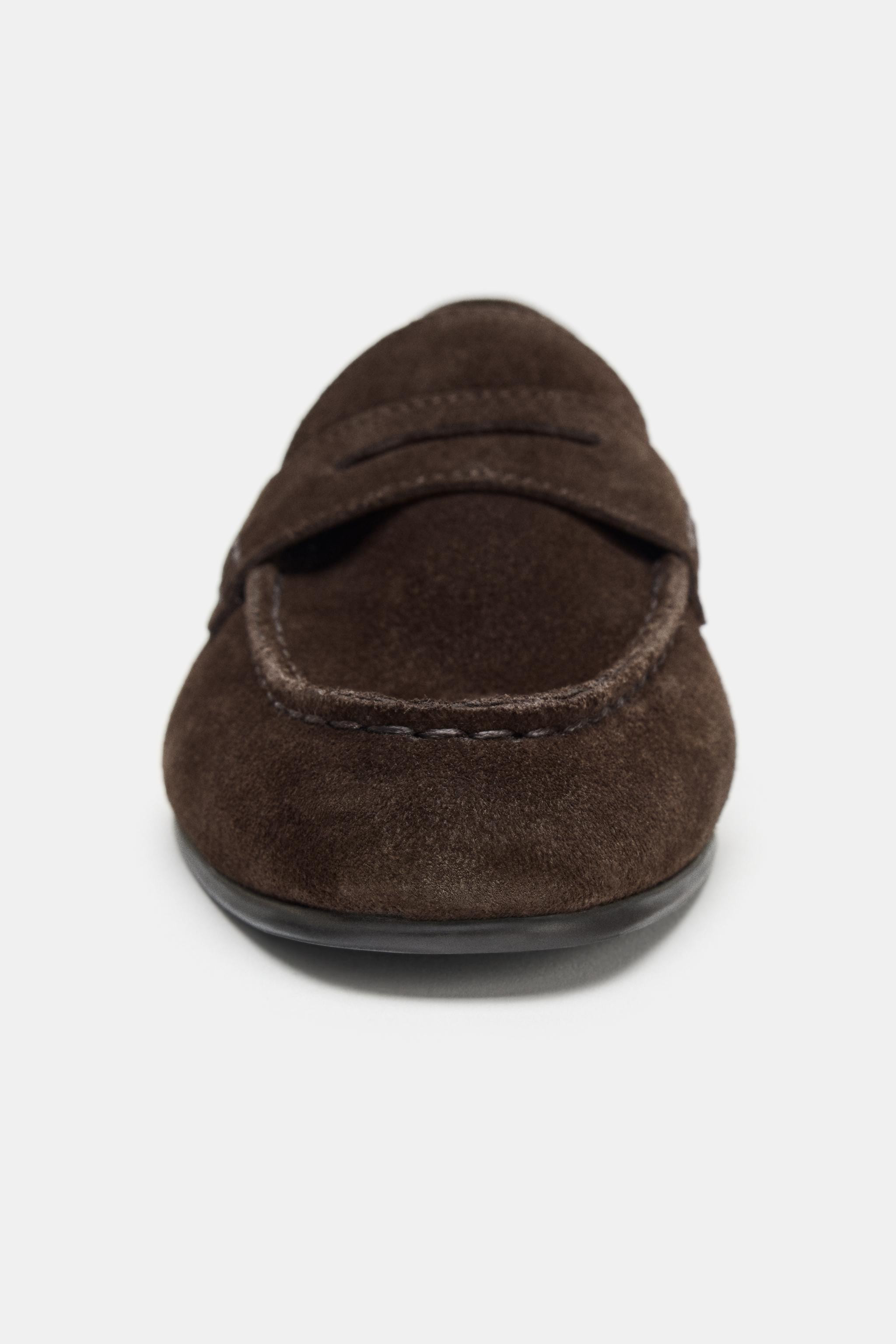 TOPSTITCHED SPLIT LEATHER LOAFERS | Zara US