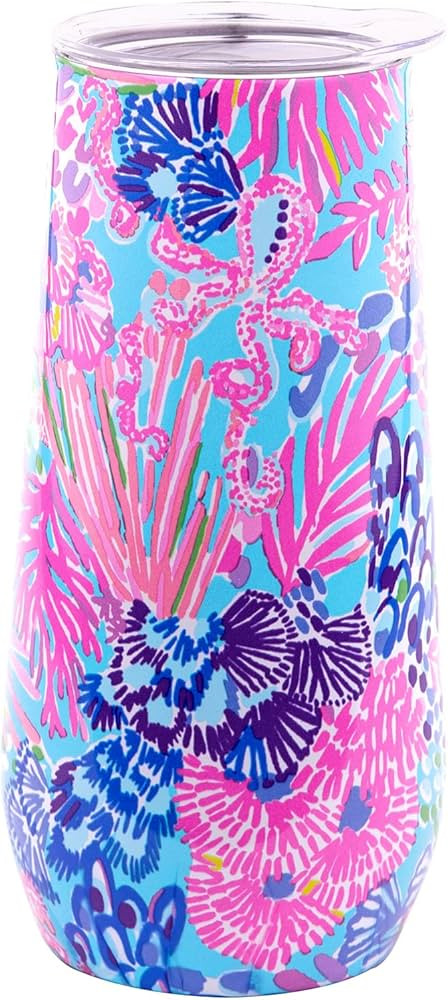 Lilly Pulitzer 10 Oz Stemless Champagne Flute, Small Stainless Steel Tumbler with Lid, Double Wal... | Amazon (US)