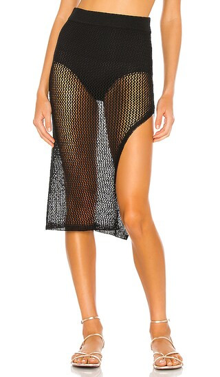 Odessa Slit Midi Skirt in Black | Revolve Clothing (Global)