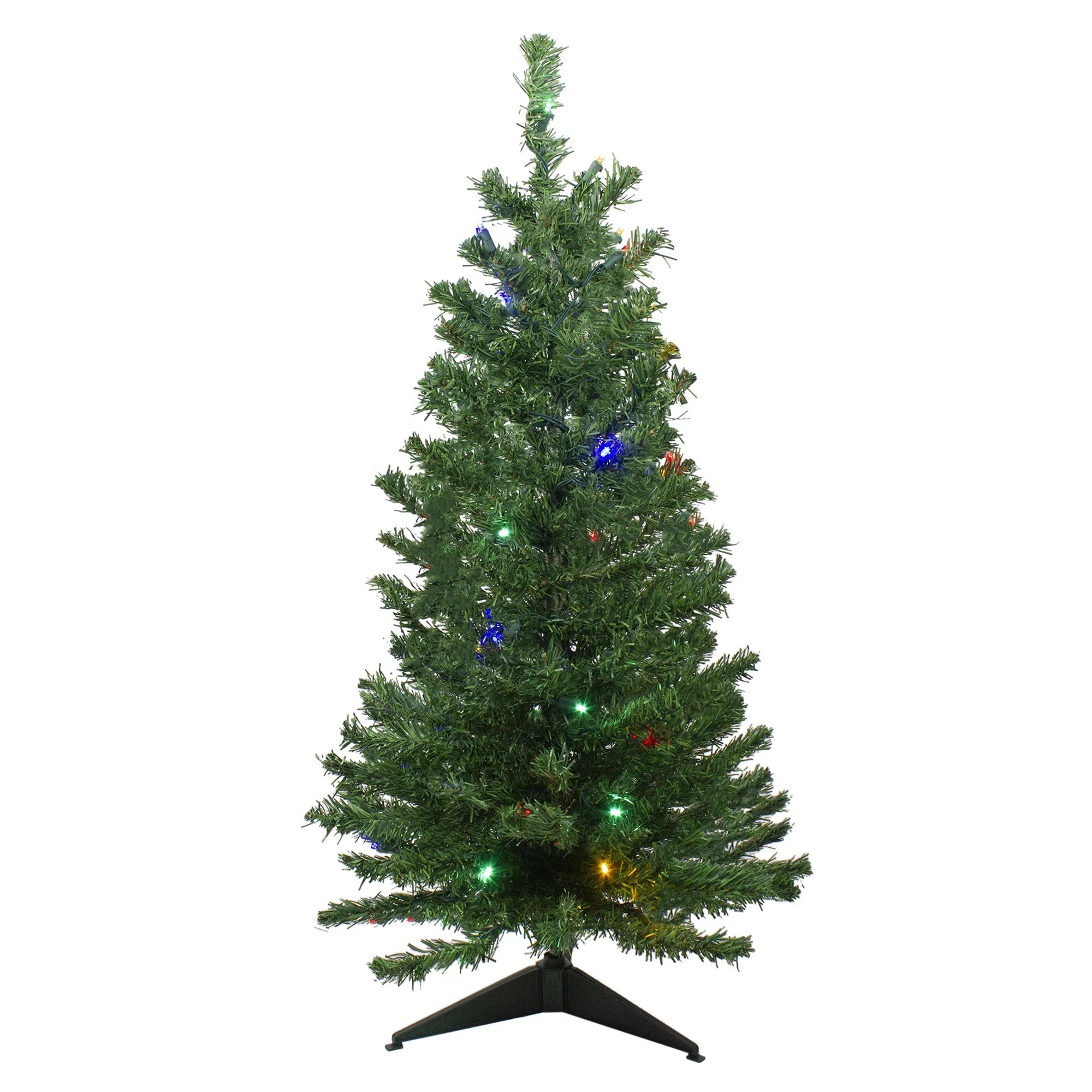 Northlight 3' Prelit Artificial Christmas Tree Medium Mixed Classic Pine - Multicolor LED Lights ... | Walmart (US)