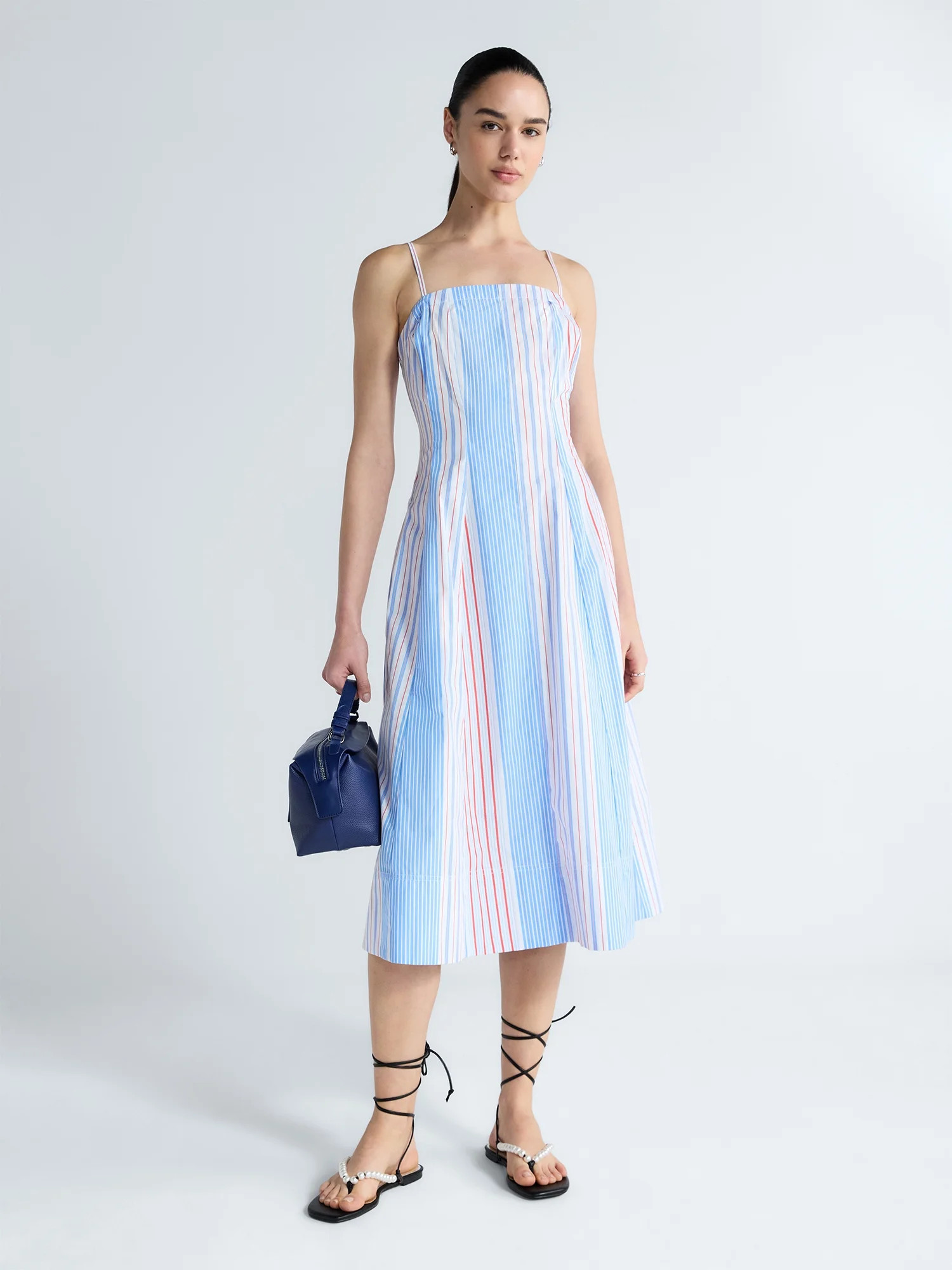 Free Assembly Women's and Women's Plus Sleeveless Cotton Panel Midi Dress, Sizes XS-4X | Walmart (US)