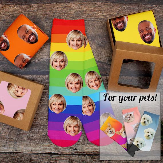 Custom Face Socks, 17 Designs | Funny Socks with Faces for Men Women Cats Dogs, Personalized Phot... | Etsy (US)