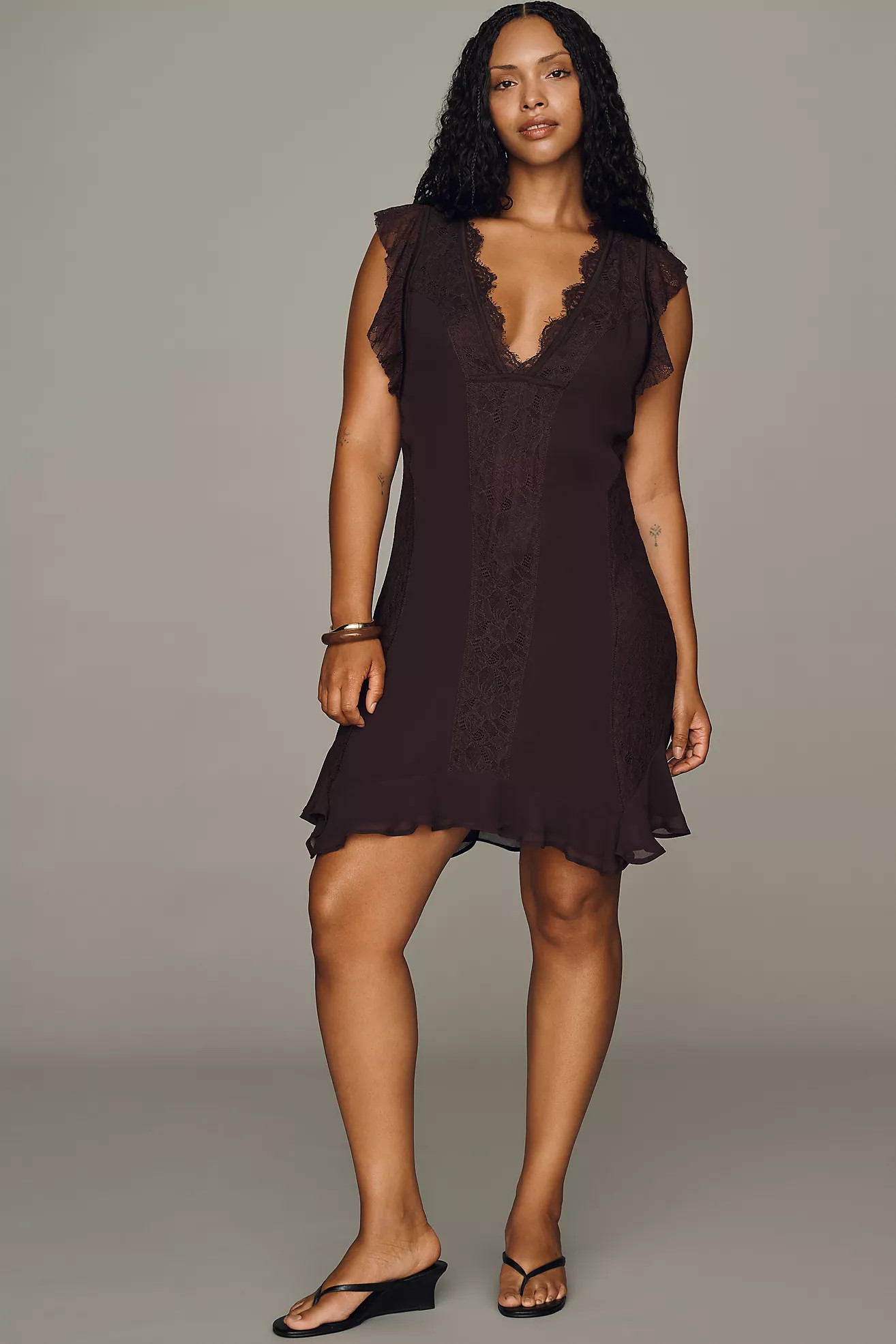By Anthropologie Seamed Flutter Sleeve Dress | Anthropologie (US)