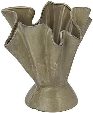 Bloomingville Stoneware Ruffled Vase, Sage | Amazon (US)