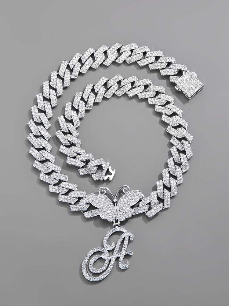 Men Rhinestone Letter Charm Necklace | SHEIN