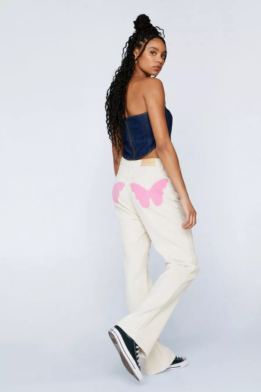 Corduroy High Waisted Flared Butterfly Pants | Nasty Gal (US)