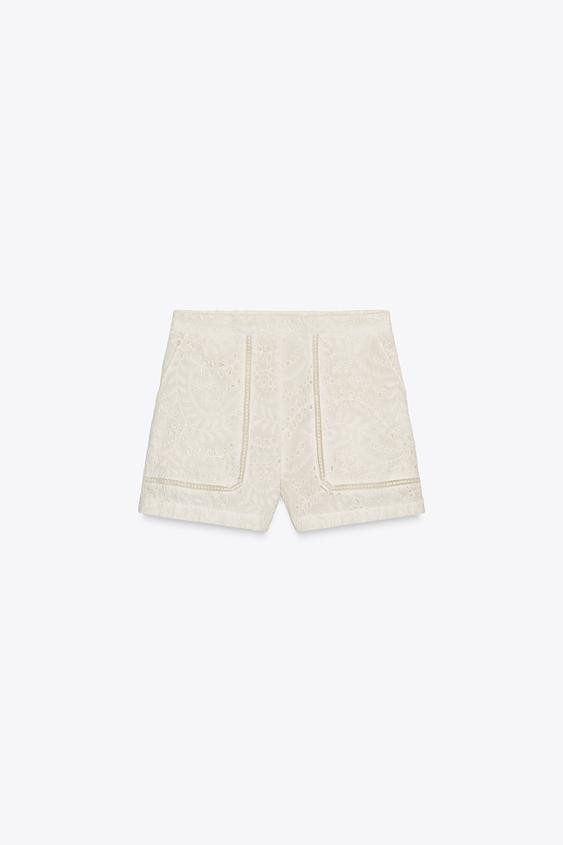 ZW COLLECTION CUTWORK EMBROIDERY BERMUDA SHORTS | Zara UK