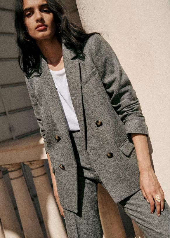 Christie Jacket - Mottled Grey - Recycled wool - Sézane | Sezane Paris