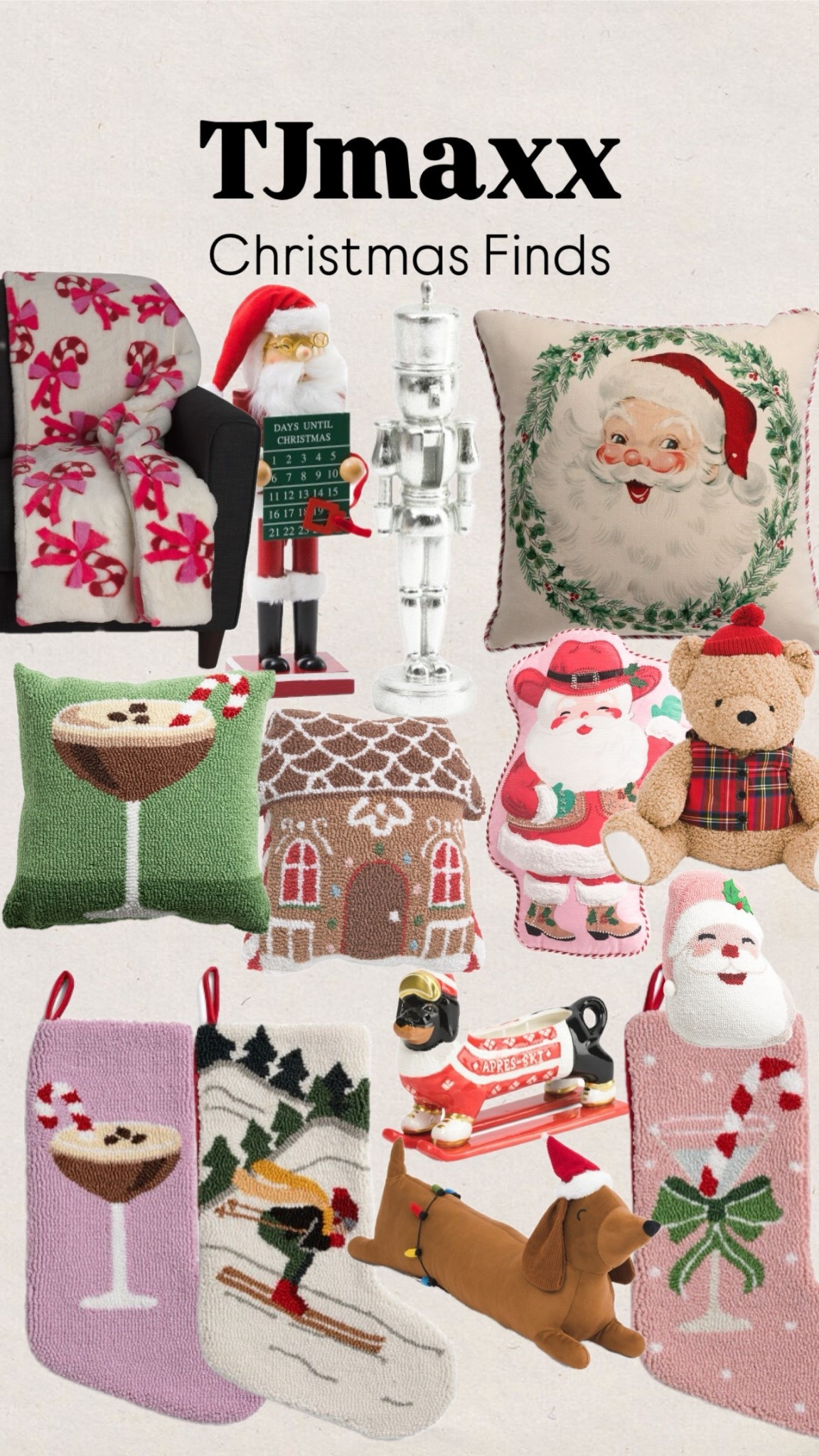 TJmaxx Christmas finds
Santa pillow
Throw blanket
Bow print
Bed sheets
Espresso martini
Weiner dog
Santa Claus

#LTKHome #LTKSeasonal #LTKFindsUnder50