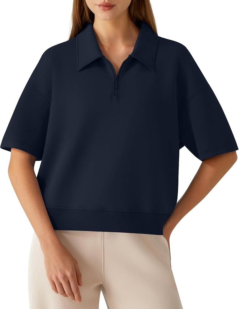 G4Free Smoofit Modal Soft Polo Shirts for Women Short Sleeve Quarter Zip | Amazon (US)