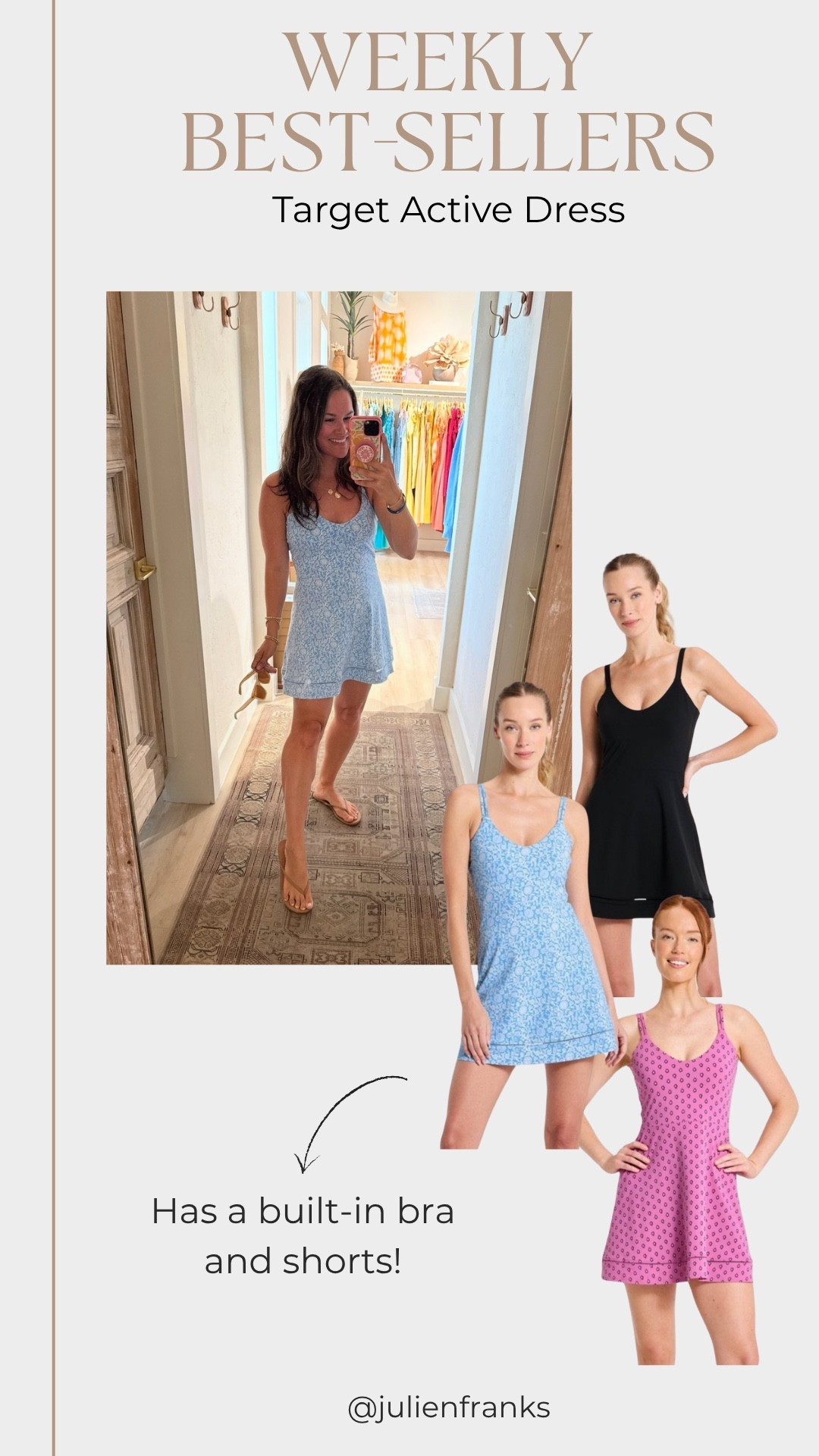 If you’re looking for an easy summer outfit, this dress is it! Built-in shorts, built-in bra, and comes in multiple cute colors

#LTKootd #LTKmomlife #LTKActive
