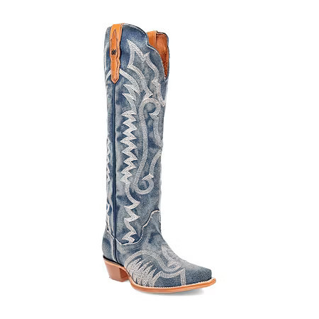 Dan Post Womens Denim Darlin' Stacked Heel Cowboy Boots, 10 Medium, Blue | JCPenney
