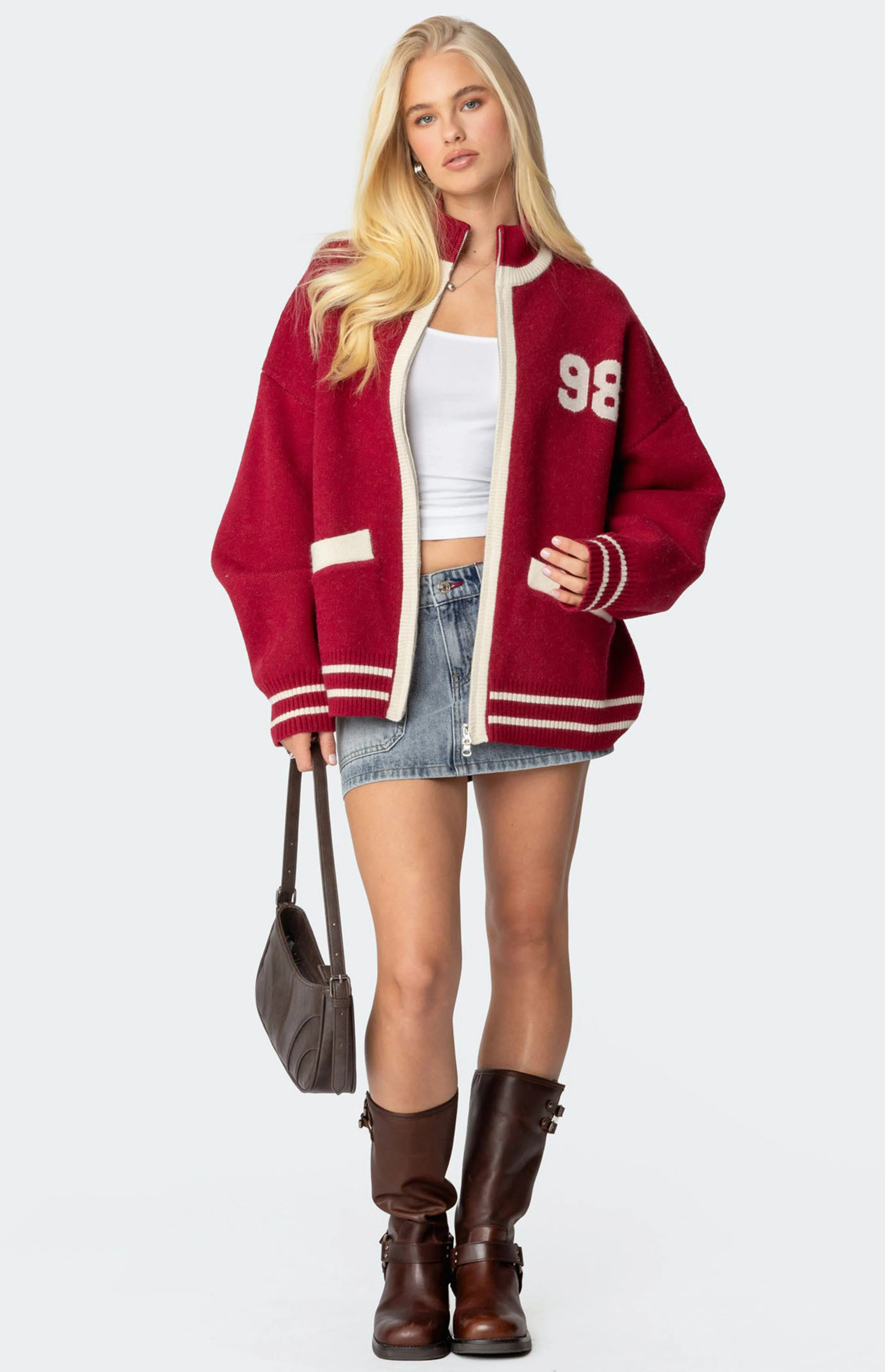 Edikted 98 Varsity Zip Up Sweater | PacSun
