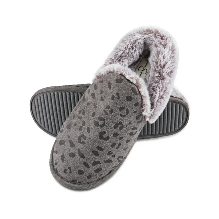 Jessica Simpson Women's Leopard Embossed Slip-On Plush Slipper | Walmart (US)
