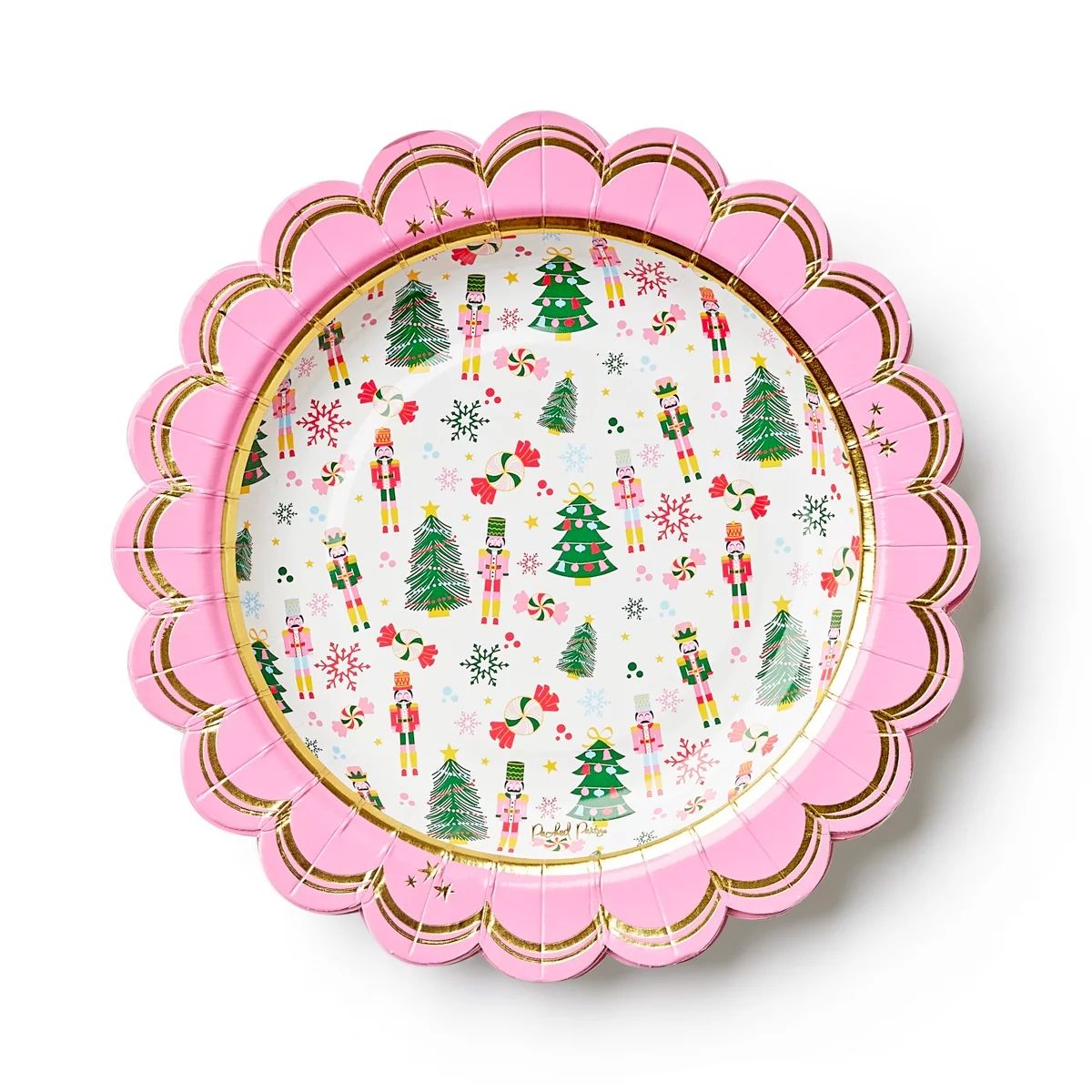 Packed Party "Nuts for You" 7" Scalloped Holiday Paper Dessert Plates, 10CT, Pink, Nutcracker | Walmart (US)