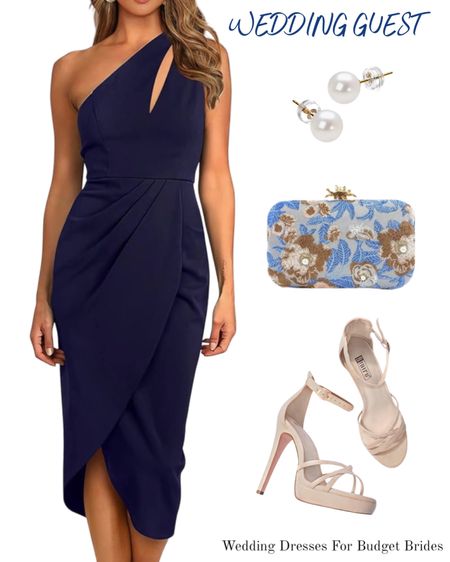 Navy cocktail dress and accessories for a semi-formal wedding. 

#weddingguestdress #springwedding #semiformaldress #neutralheels #amazondress 

#LTKSeasonal #LTKparties #LTKwedding