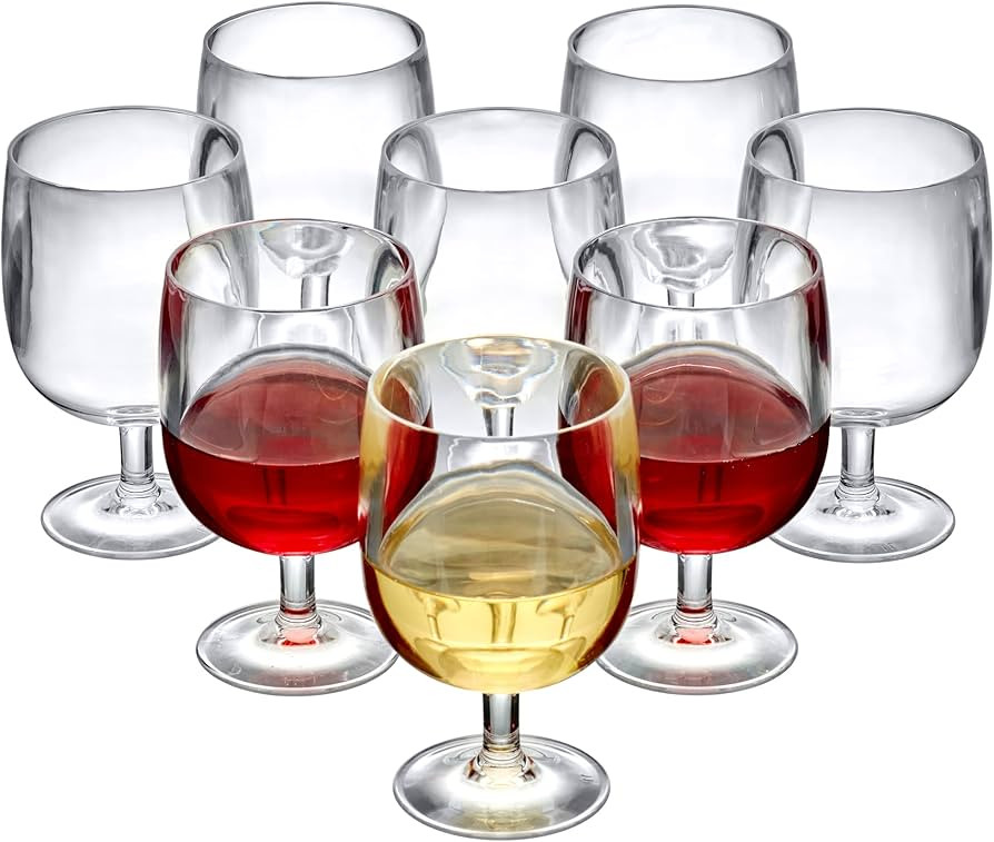 Amazing Abby - Stacy - 12-Ounce Stackable Plastic Wine Glasses (Set of 8), Reusable Plastic Wine ... | Amazon (US)