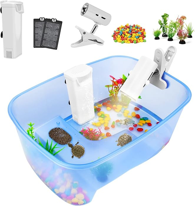 Rypet Baby Turtle Aquarium Tank Starter/ Accessories Kit - Reptile Terrariums Tortoise Habitat wi... | Amazon (US)