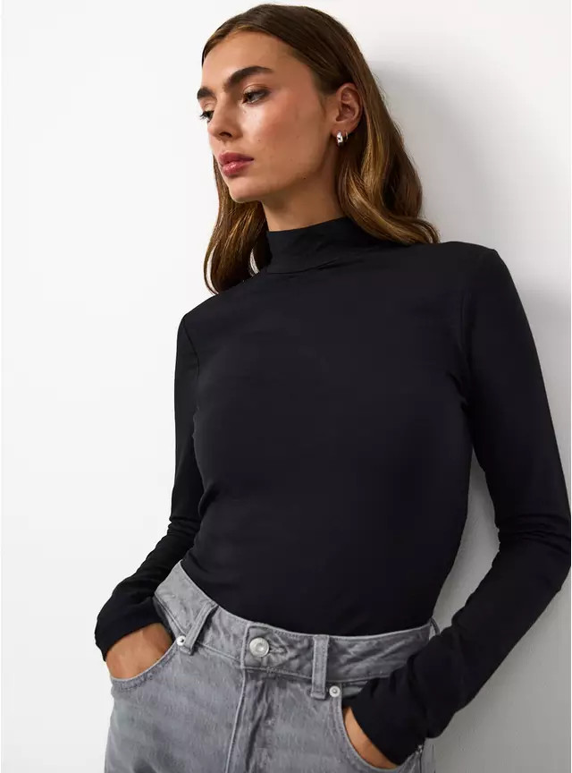 Black Modal Blend High Neck Top 14 | Tu Clothing