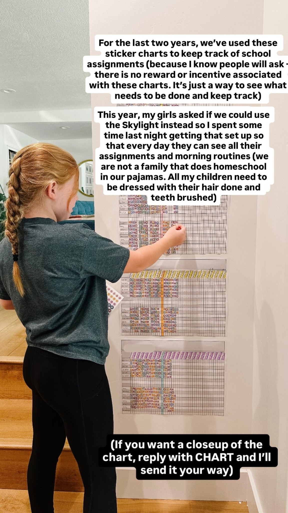For the last 2 years we’ve used these sticker charts to keep track of homeschool assignments.

This year my girls asked if we could use our Skylight calendar to keep track - I set it all up last night!
(Use my code JANSSENB for up to $100 off a Skylight calendar)

#LTKKids #LTKmomlife