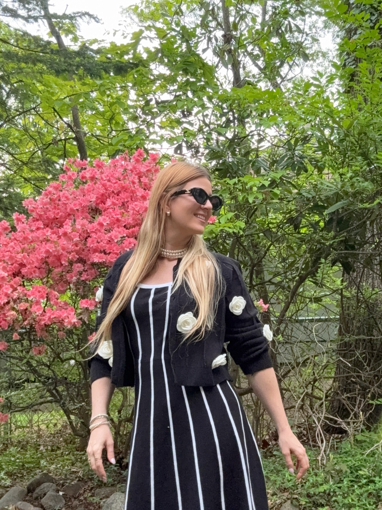 Elegant black and white sweater style. Spring outfit. TTS. Sweater is boxy and cropped.

#LTKootd #LTKgrwm #LTKWorkwear