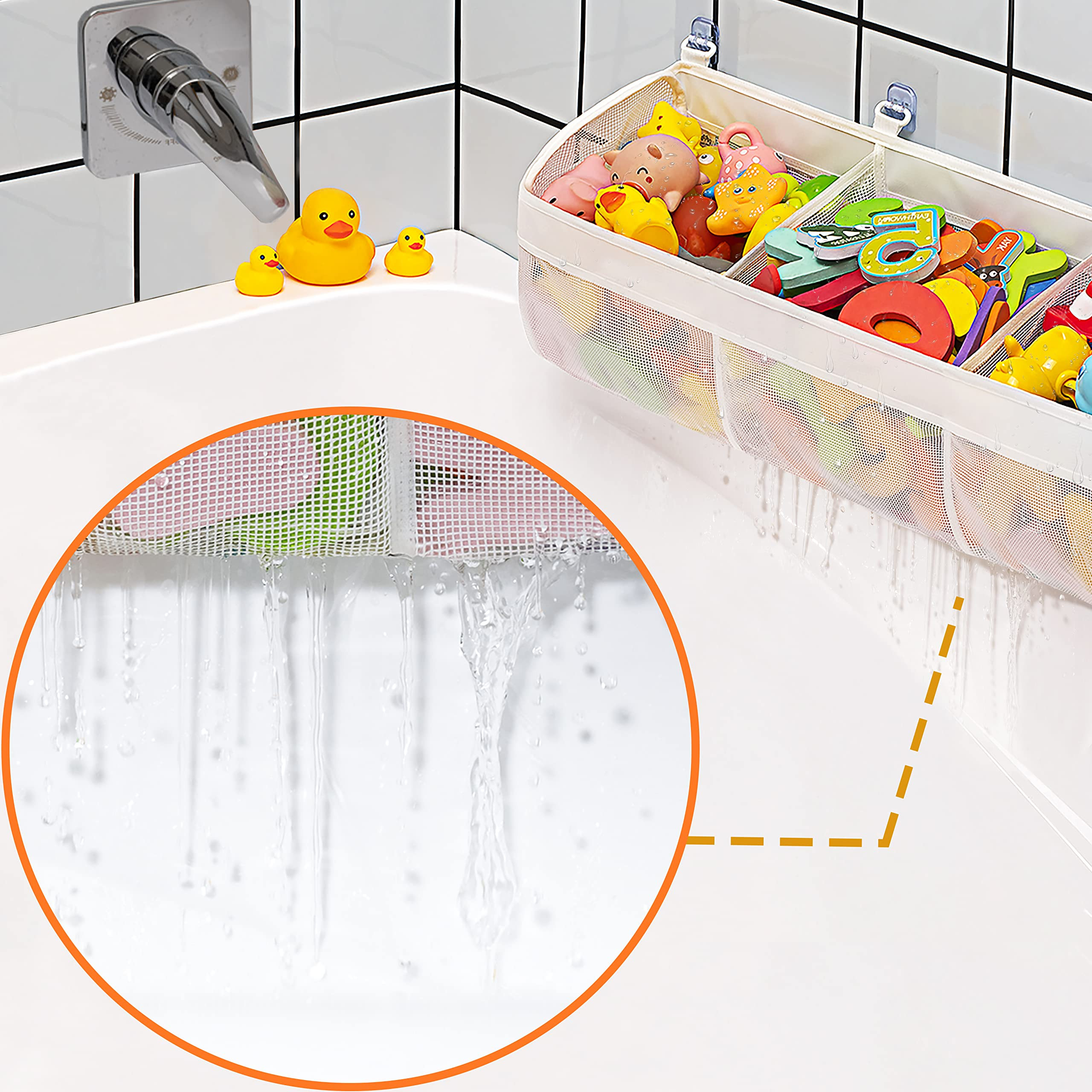 Original 3 Compartment Horizontal Large Openings Bath Toy Organizer for Tub, Capacity Upgrade Bat... | Amazon (US)