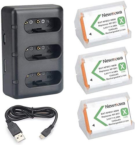 NP-BX1 Newmowa Replacement Battery (3-Pack) and 3-Channel USB Charger Set for Sony NP-BX1, DSC-RX... | Amazon (US)