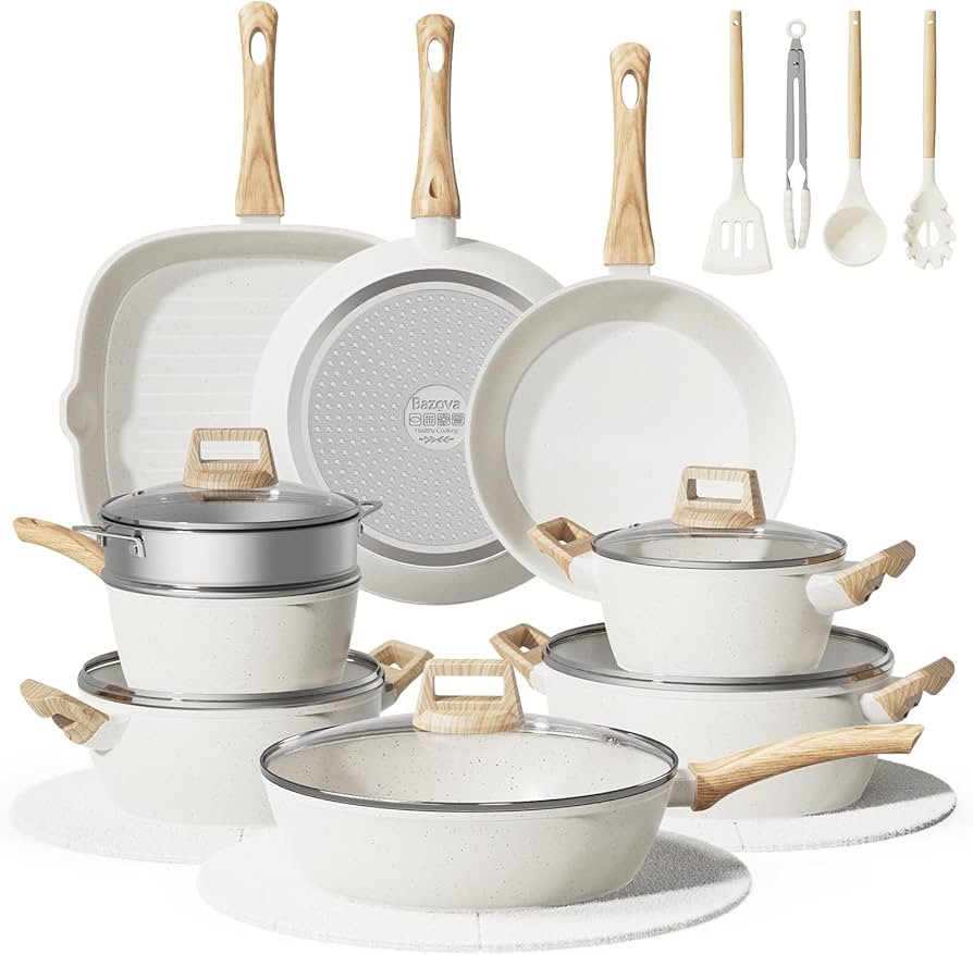 24Pcs Pots and Pans Set Non Stick,Ceramic Cookware Set with Titanium-Reinforced Nonstick Coating,... | Amazon (US)