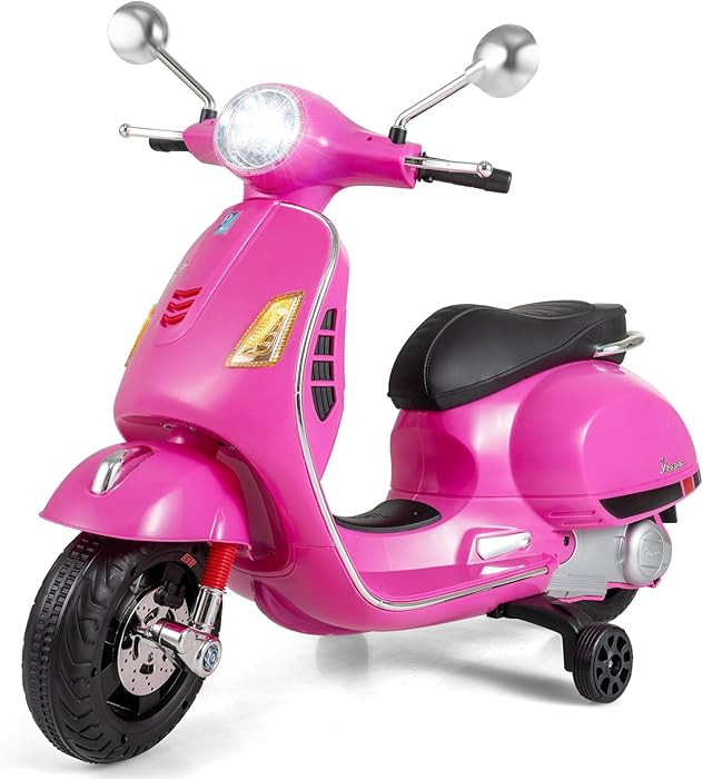 Costzon Toddler Motorcycle, 12V Licensed Vespa Ride on Motorcycle with Training Wheels, LED Headl... | Amazon (US)