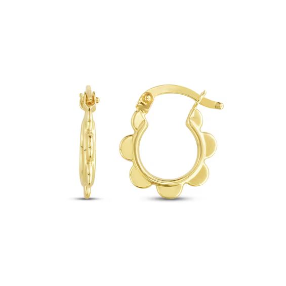 Polished Flower Hoop Earrings 14K Yellow Gold | Kay Jewelers