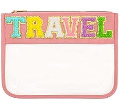 BCRMPT Chenille Letter Bag Clear Flat Pouch,Multi-purpose PVC&Nylon Clear Cosmetic Bags,Travel Ma... | Amazon (US)