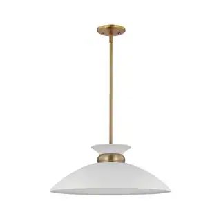 Perkins 1 Light Medium Pendant Matte White with Burnished Brass - On Sale - Overstock - 35242255 | Bed Bath & Beyond
