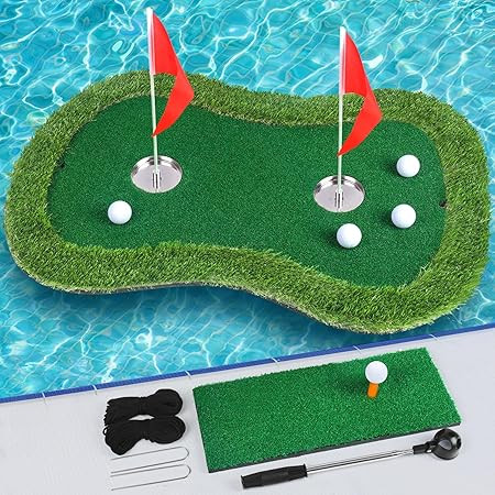 Floating Golf Green for Pool/Lake, Floating Chipping Mat with Ball Retriever & Anti-Drift Ropes -... | Amazon (US)