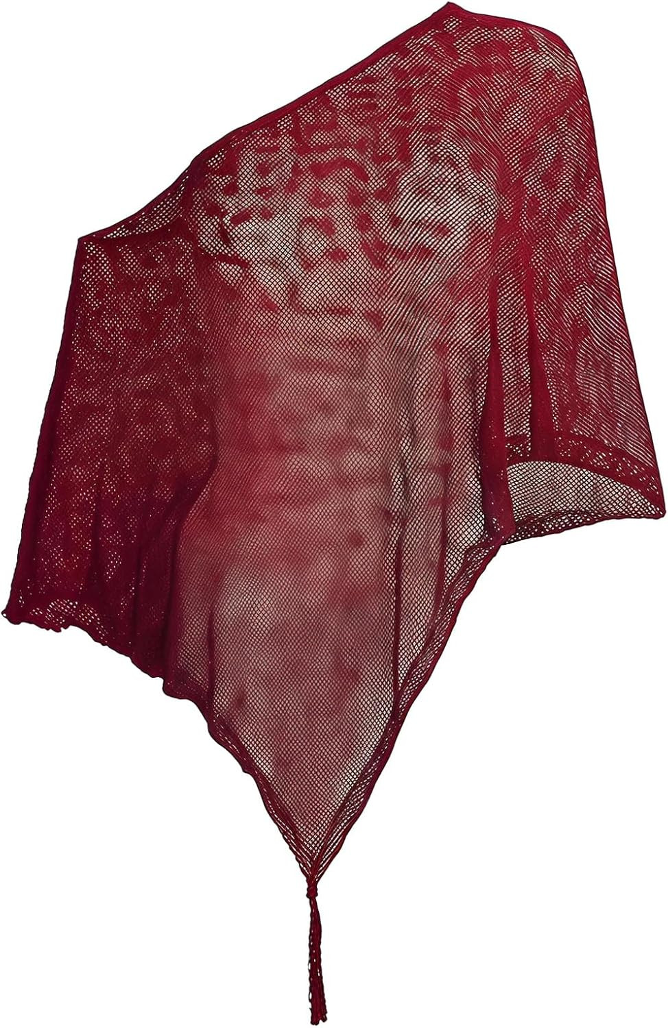 GORGLITTER Women's Sheer Top Asymmetrical One Shoulder Cape Wrap Y2k Poncho | Amazon (US)