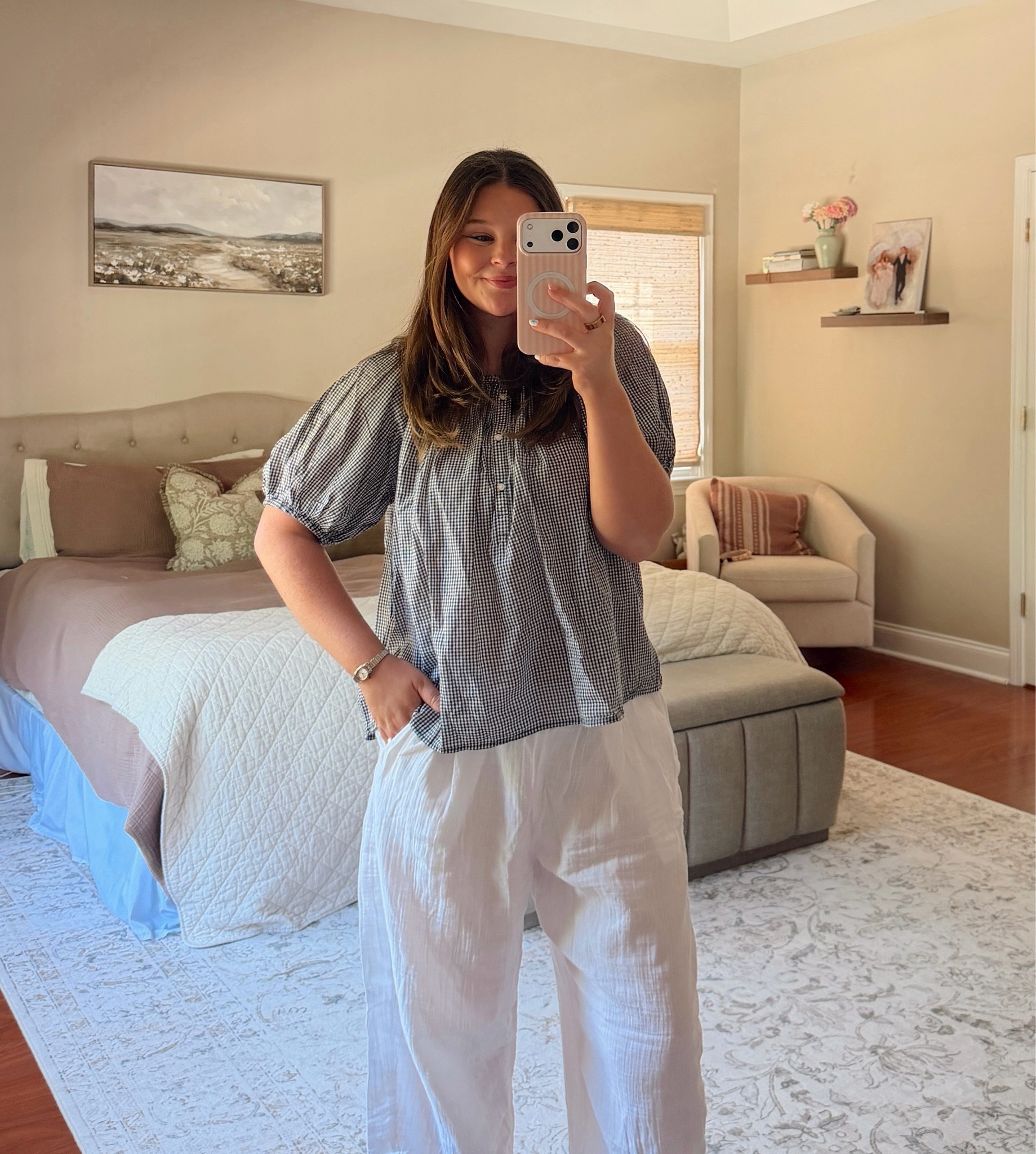 summer blouse + linen pants

medium in both
