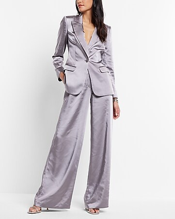 Satin Wide Leg Pant Suit | Express