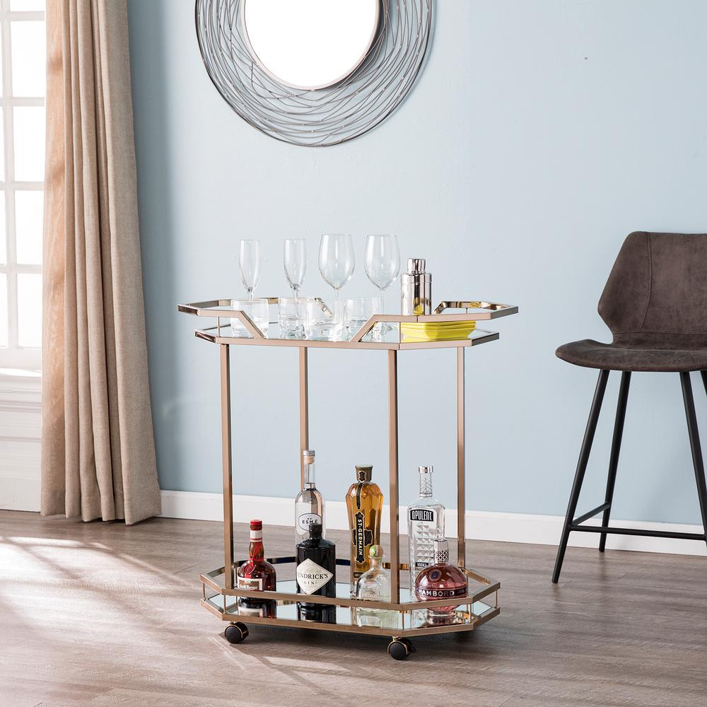 Berndt Champagne Finish Bar Cart | The Home Depot