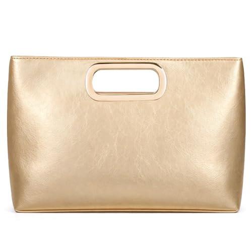 XquiziFit Clutch Purse for Women Evening Clutch Handbag for Wedding Party Formal Evening Bag with Detachable Chain Gold Clutch PU Leather 02 | Amazon (US)