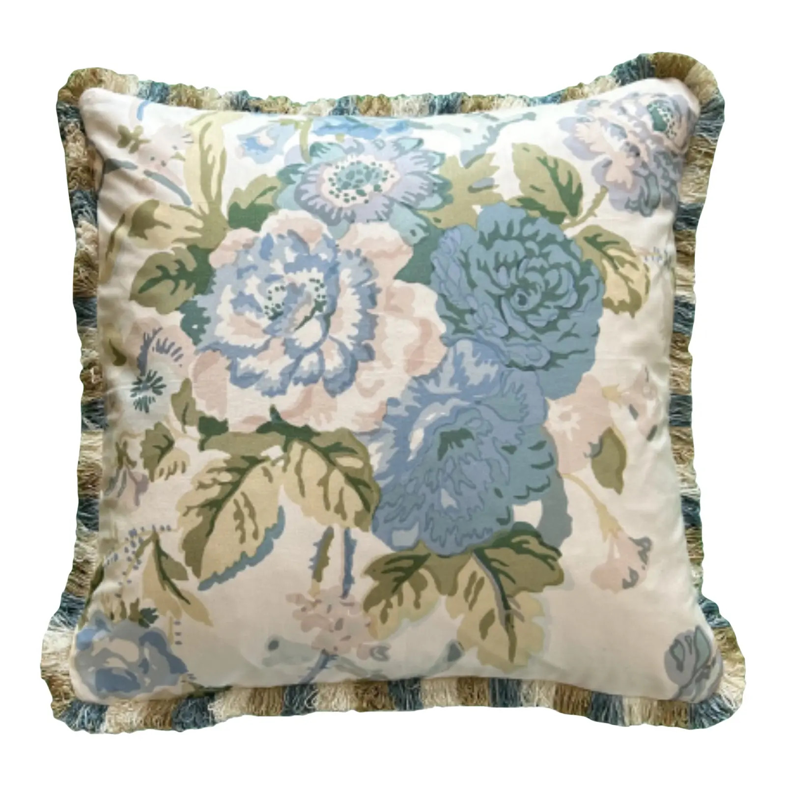 Grenville Lee Jofa Chintz Square Decorative Pillow With Down Feather Insert | Chairish