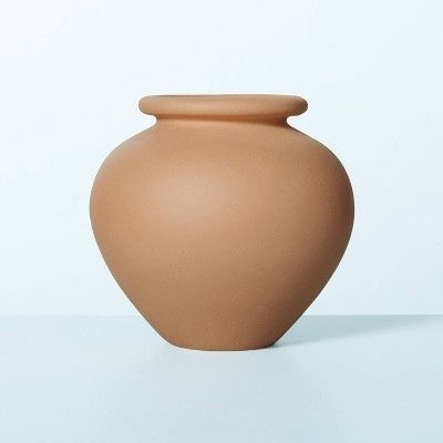 4" Round Tapered Ceramic Bud Vase with Lip Medium Brown - Hearth & Hand™ with Magnolia | Target